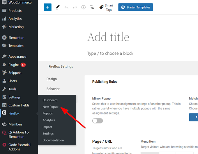 Create a new popup in WordPress