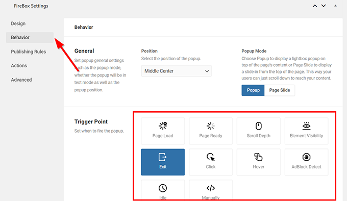 FireBox behavior settings