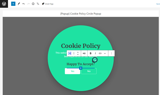 A Cookie Policy Law Popup
