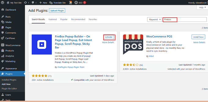 Install FireBox on your WordPress site