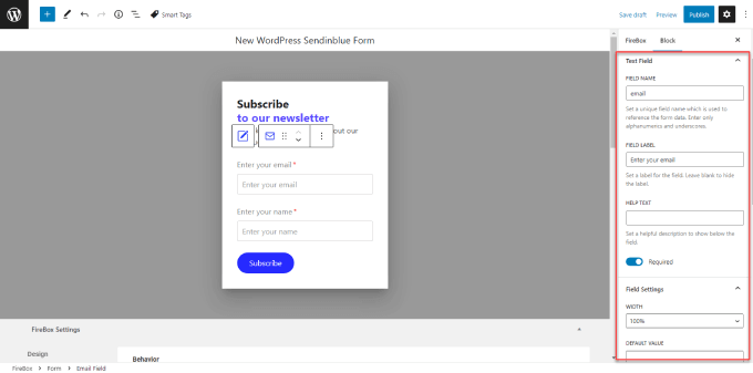 Editing Form fields of WordPress Sendinblue form