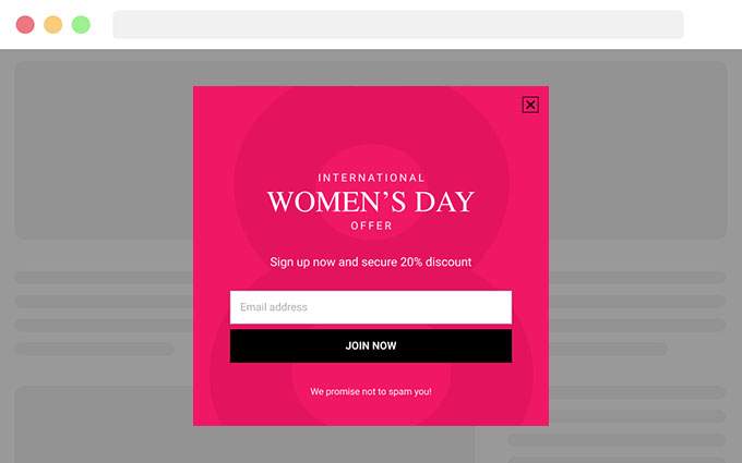 International Women's Day Popup Templates for WordPress