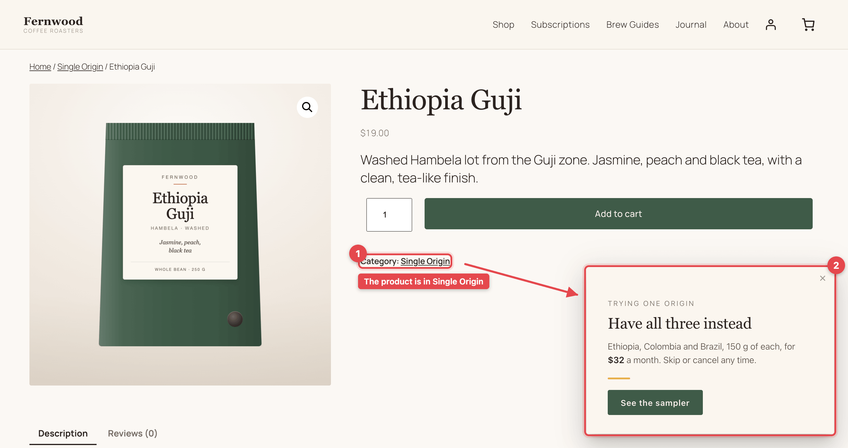 A WooCommerce upsell slide-in offering a higher-value product on a product page